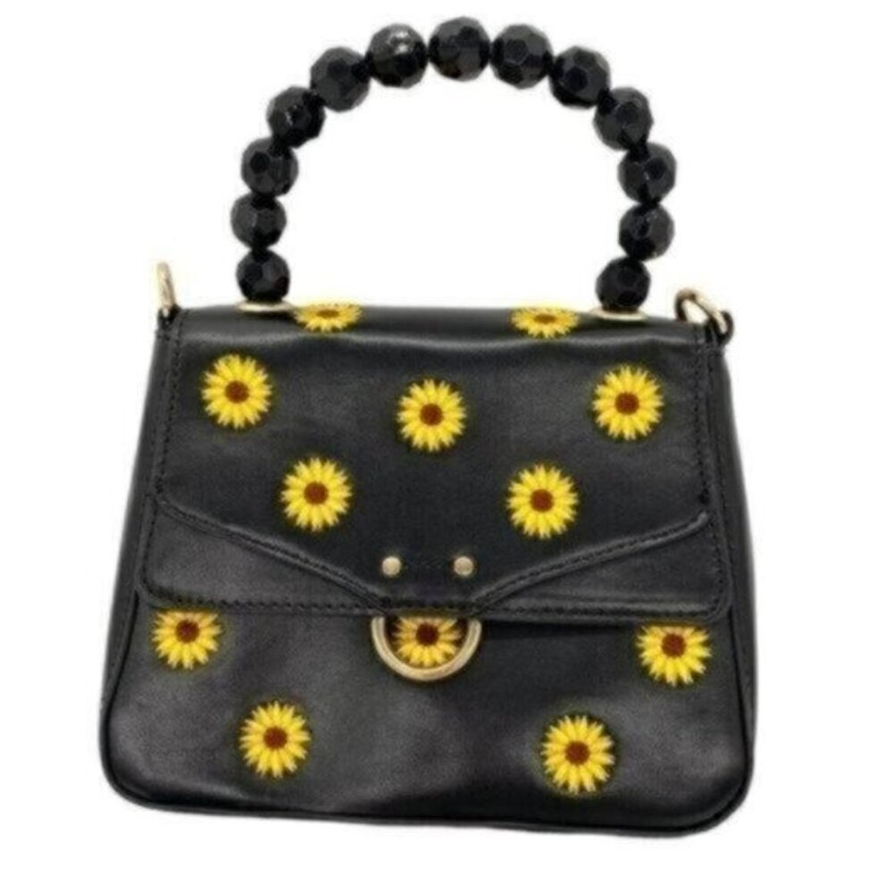 SkinnyDip London Aerin Mini Satchel Bag Crossbody In Black Sunflowers New